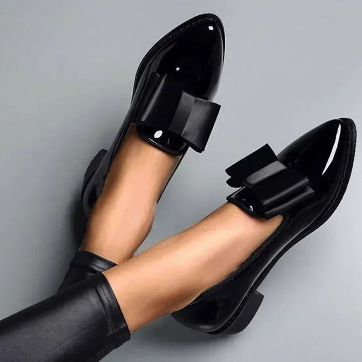 Veloria Patent Leather Bow Flats