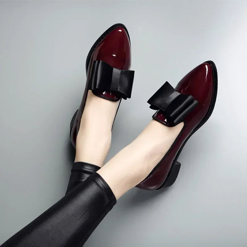 Veloria Patent Leather Bow Flats