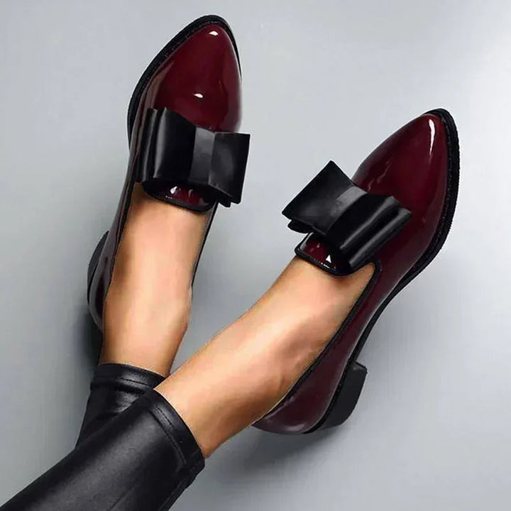 Veloria Patent Leather Bow Flats