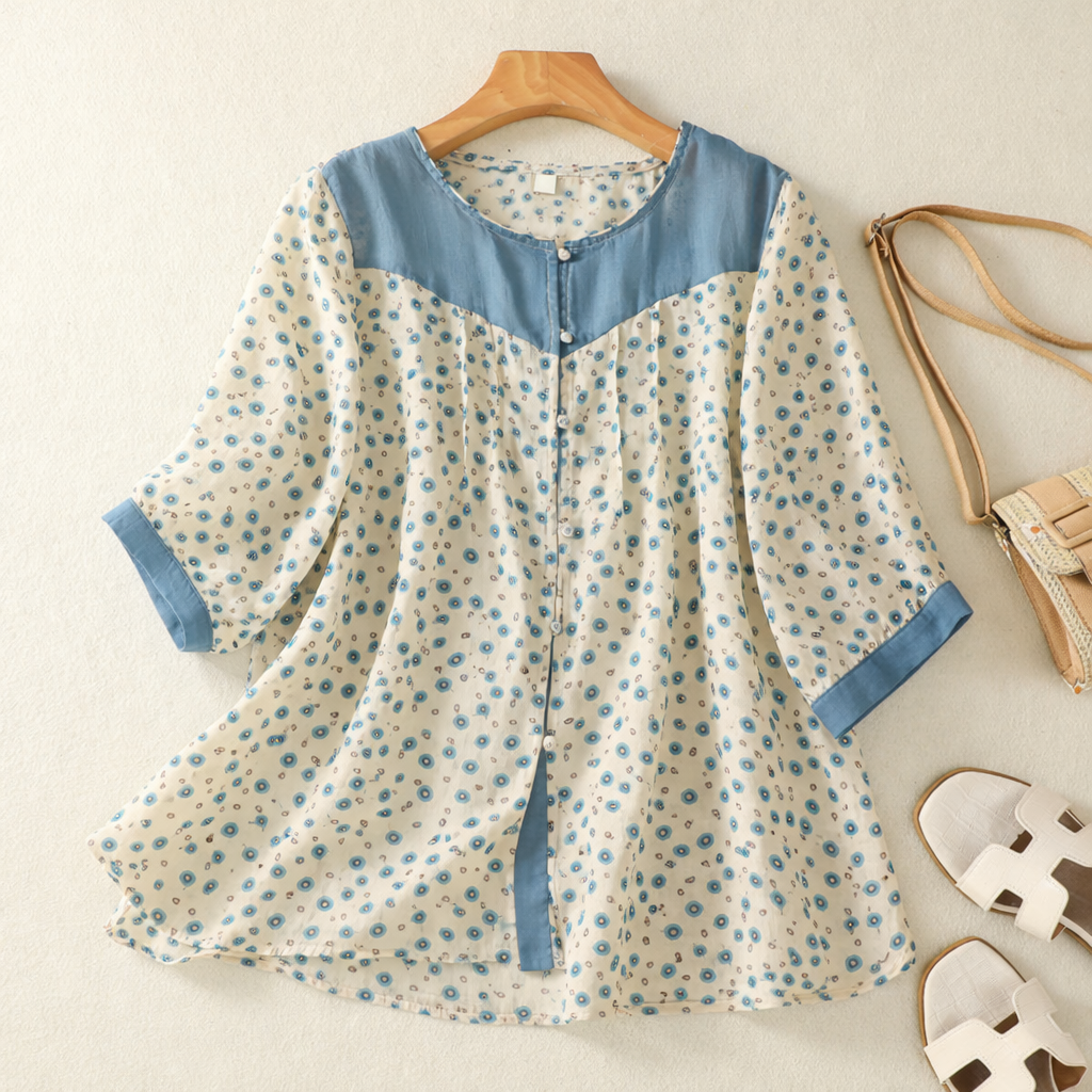Camila Floral Linen Blouse