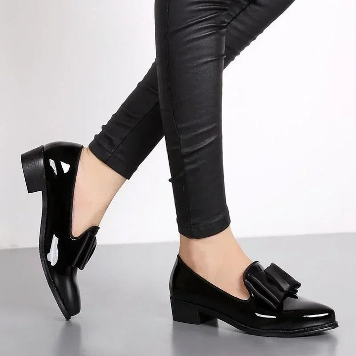 Veloria Patent Leather Bow Flats