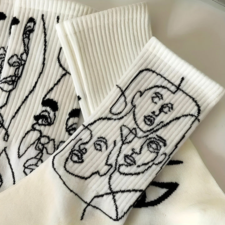 Hypnotic Faces - Abstract Line Socks