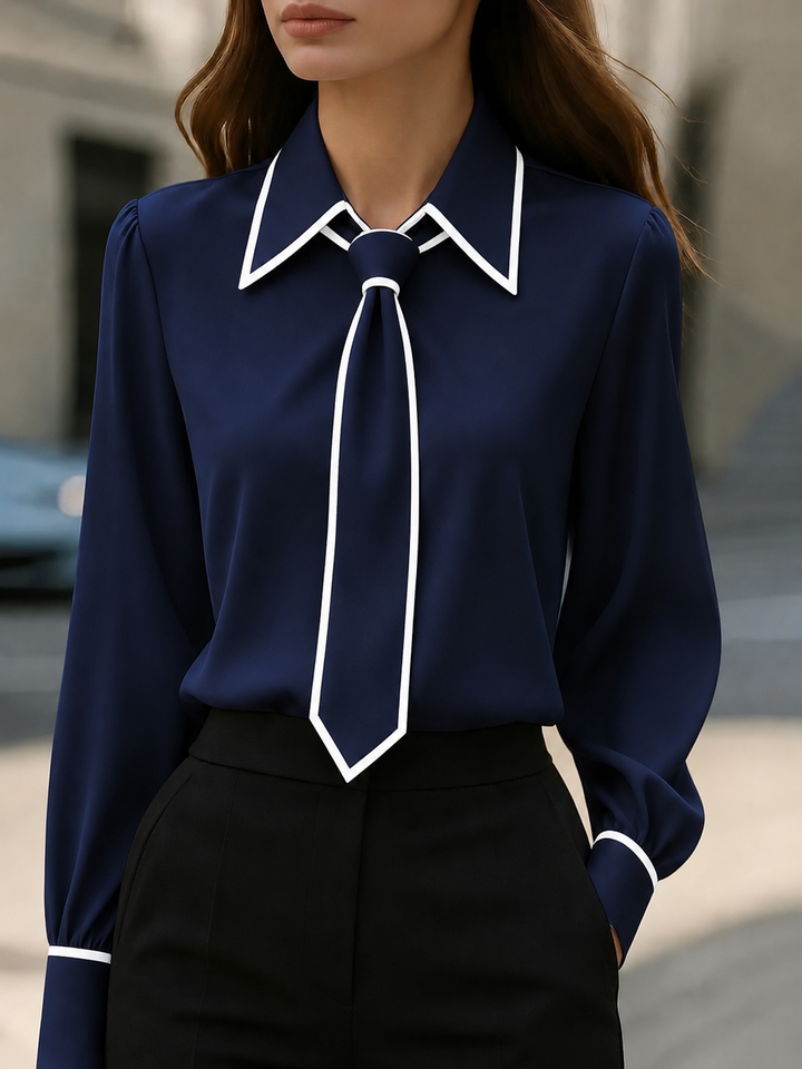 Monaco Contrast Tie Blouse