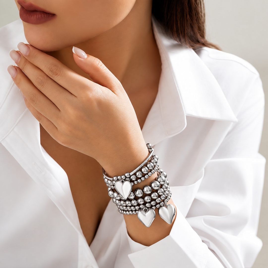 Amelie 7-Piece Heart Bracelet Set