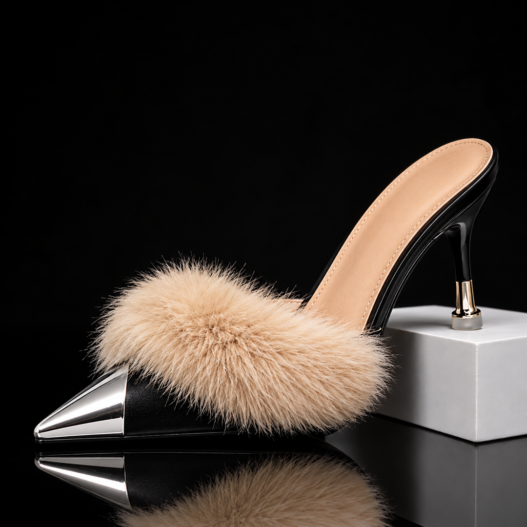Celestine Feather Mule Heels