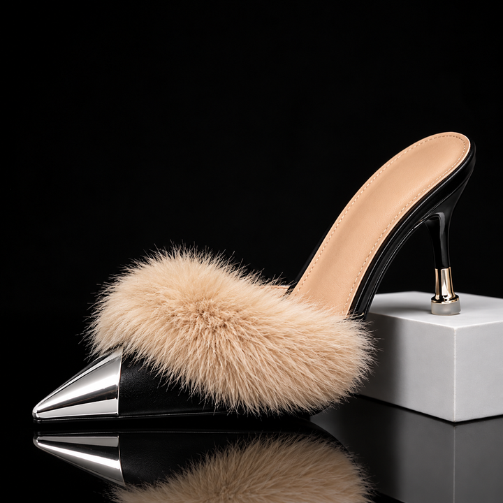 Celestine Feather Mule Heels