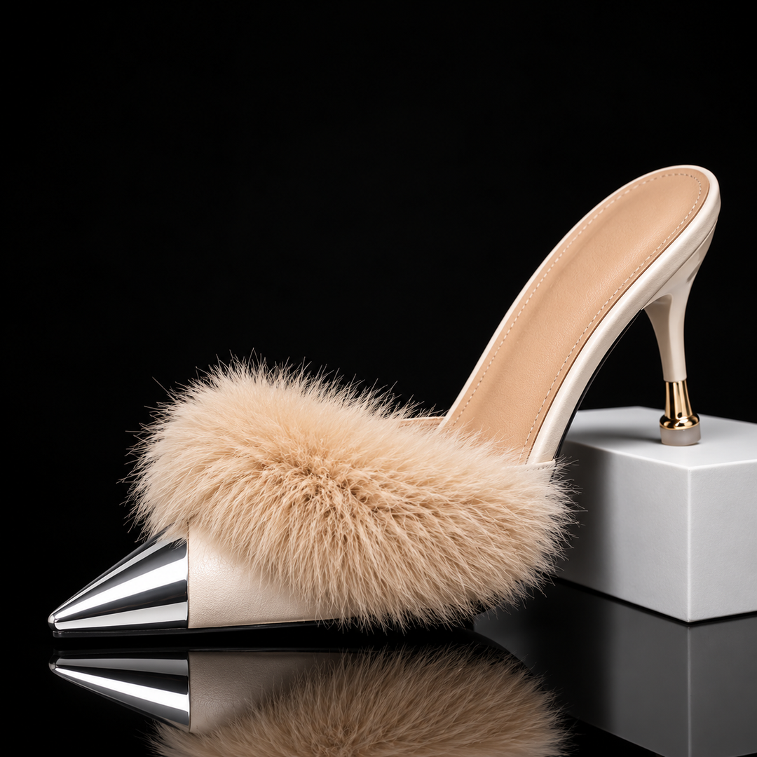 Celestine Feather Mule Heels