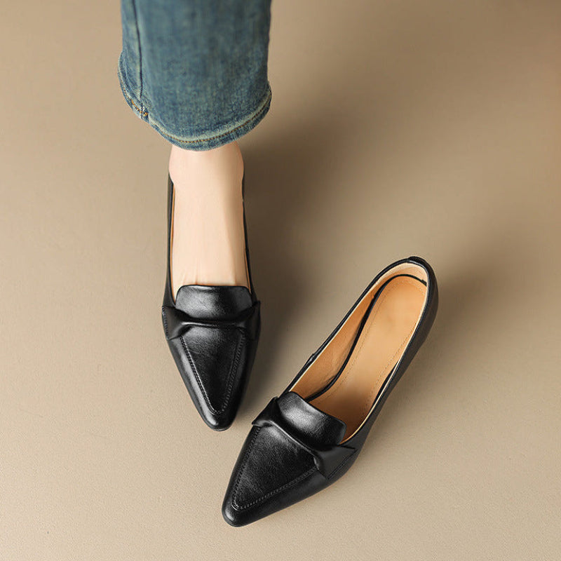 Katrina Genuine Leather Block-Heel Loafers