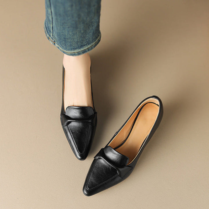 Katrina Genuine Leather Block-Heel Loafers