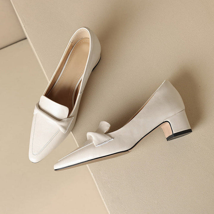 Katrina Genuine Leather Block-Heel Loafers