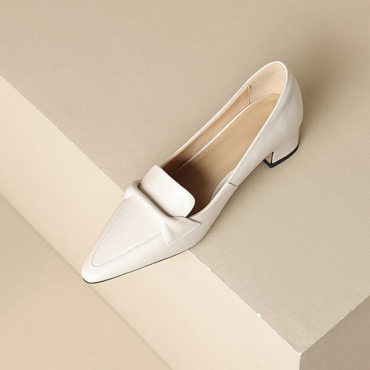 Katrina Genuine Leather Block-Heel Loafers