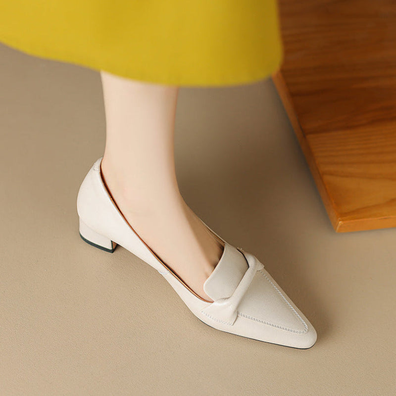 Katrina Genuine Leather Block-Heel Loafers