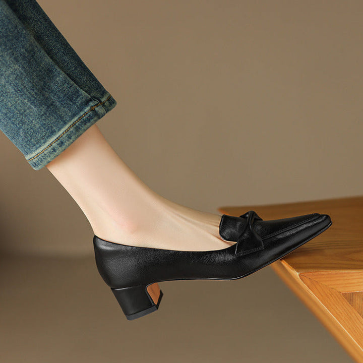 Katrina Genuine Leather Block-Heel Loafers