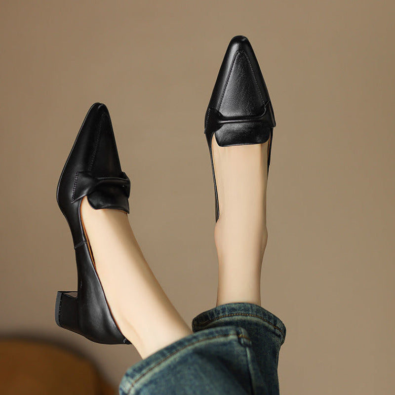 Katrina Genuine Leather Block-Heel Loafers