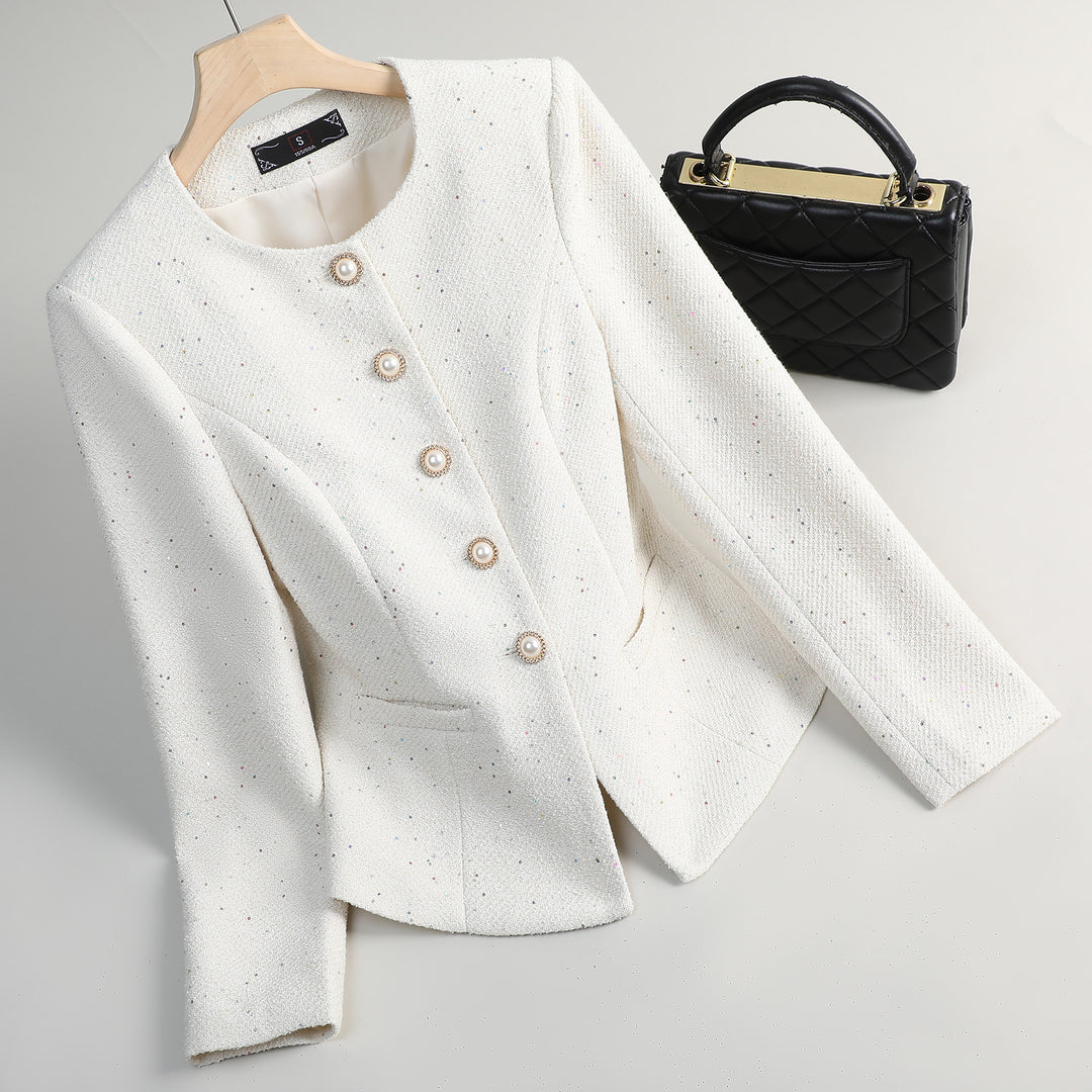 Rovena Pearl Button Blazer