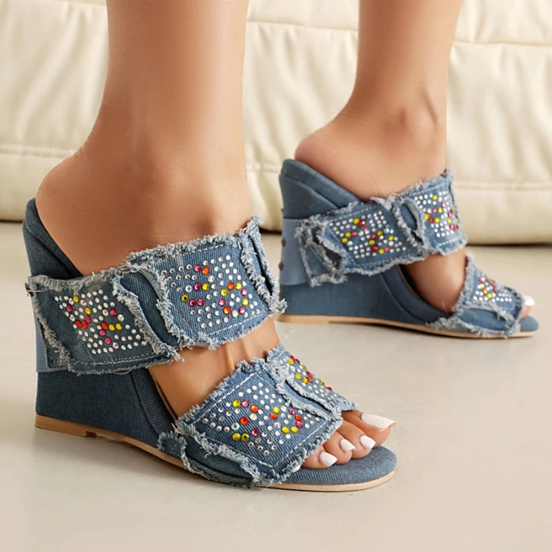 Midtown Raw Denim Sandals