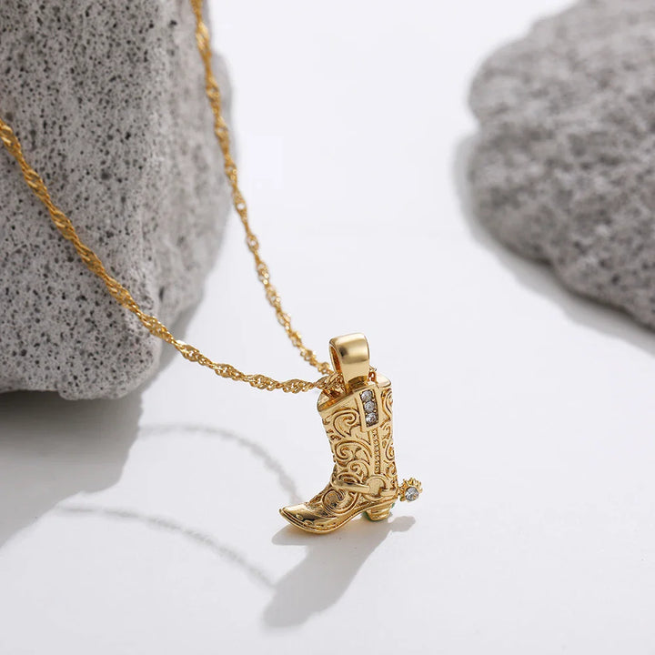 Rustic Cowboy Boot Necklace