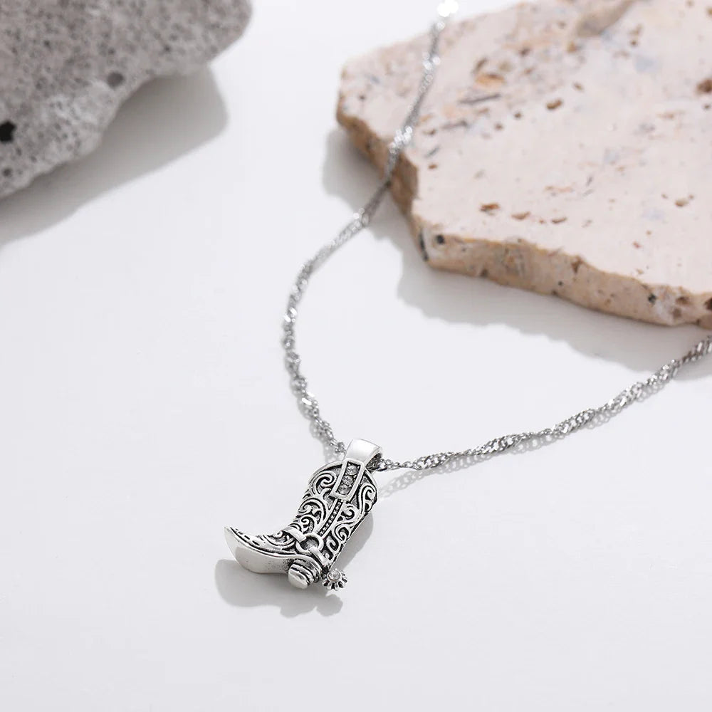 Rustic Cowboy Boot Necklace