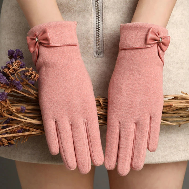 Blush-Bow Gloves
