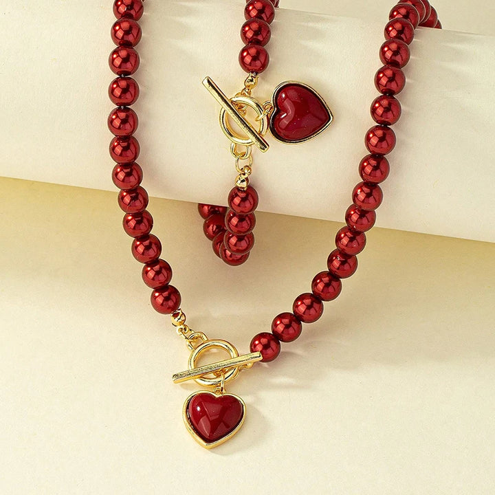 Scarlet Heart Necklace Set