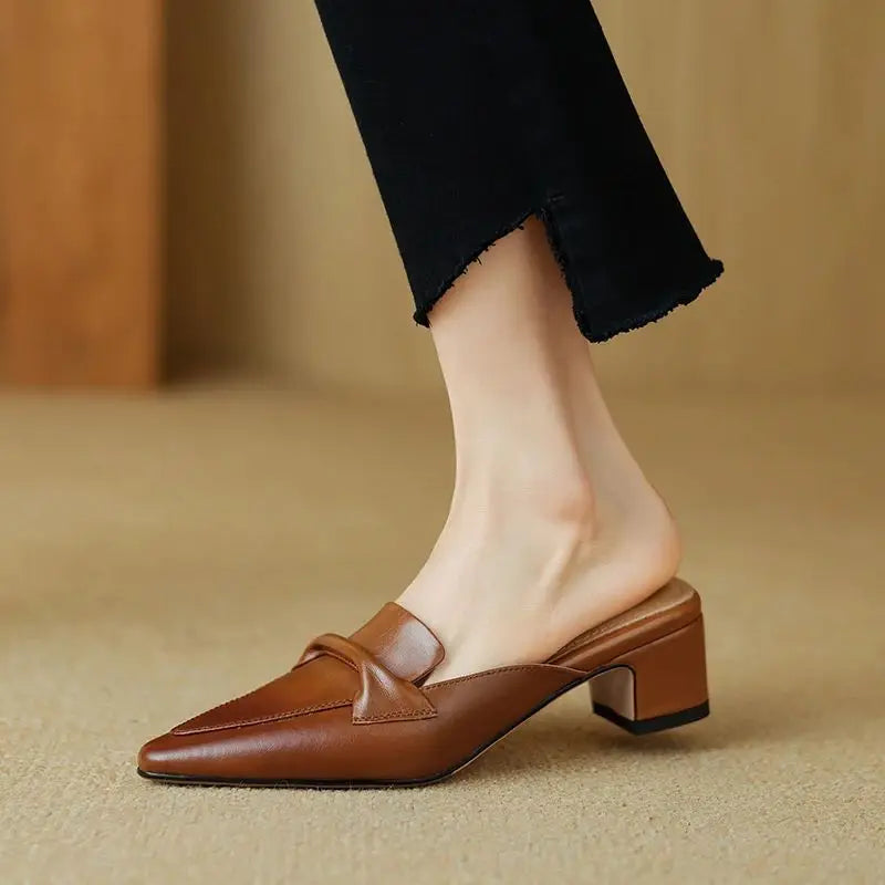 Mersia Genuine Leather Mules