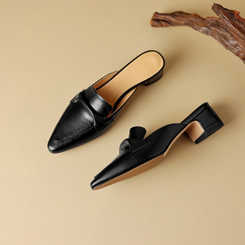 Mersia Genuine Leather Mules