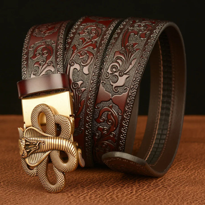 Golden Fang Leather Belt