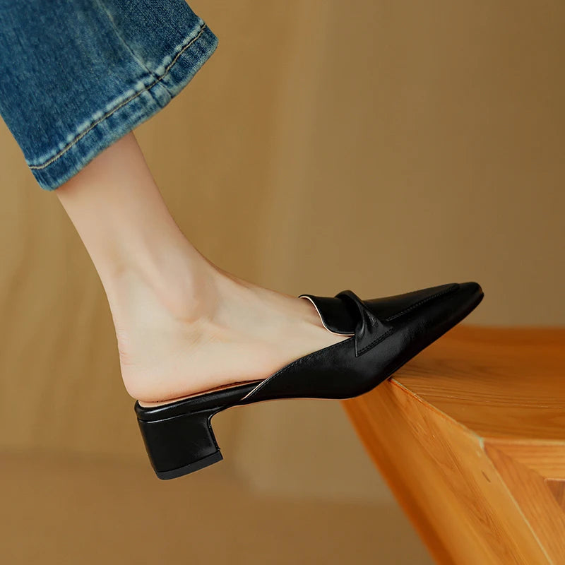 Mersia Genuine Leather Mules