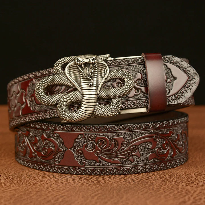 Golden Fang Leather Belt