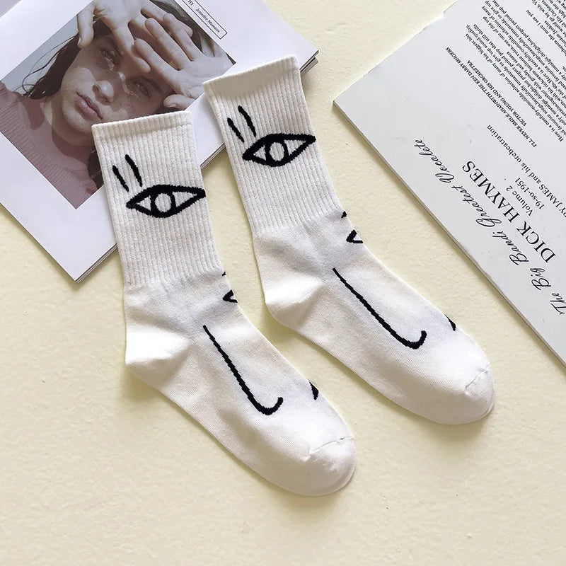 Hypnotic Faces - Abstract Line Socks