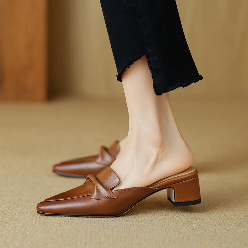 Mersia Genuine Leather Mules