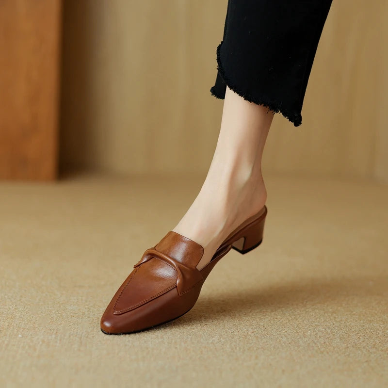 Mersia Genuine Leather Mules