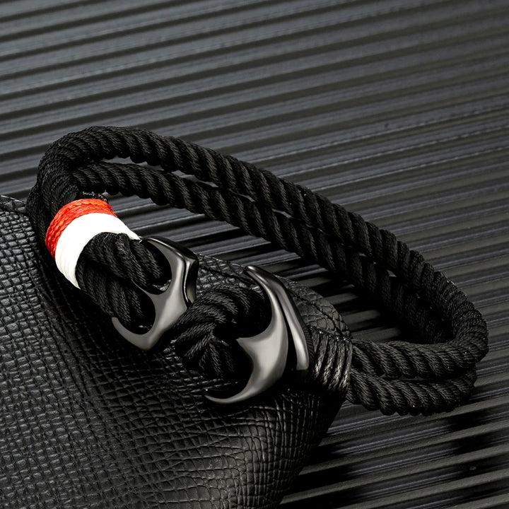 Sulvian Black Alloy Anchor Bracelet