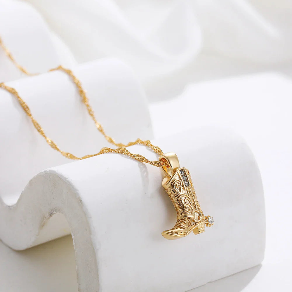 Rustic Cowboy Boot Necklace