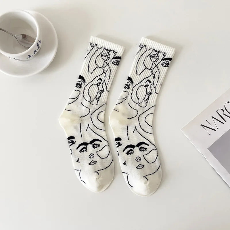 Hypnotic Faces - Abstract Line Socks