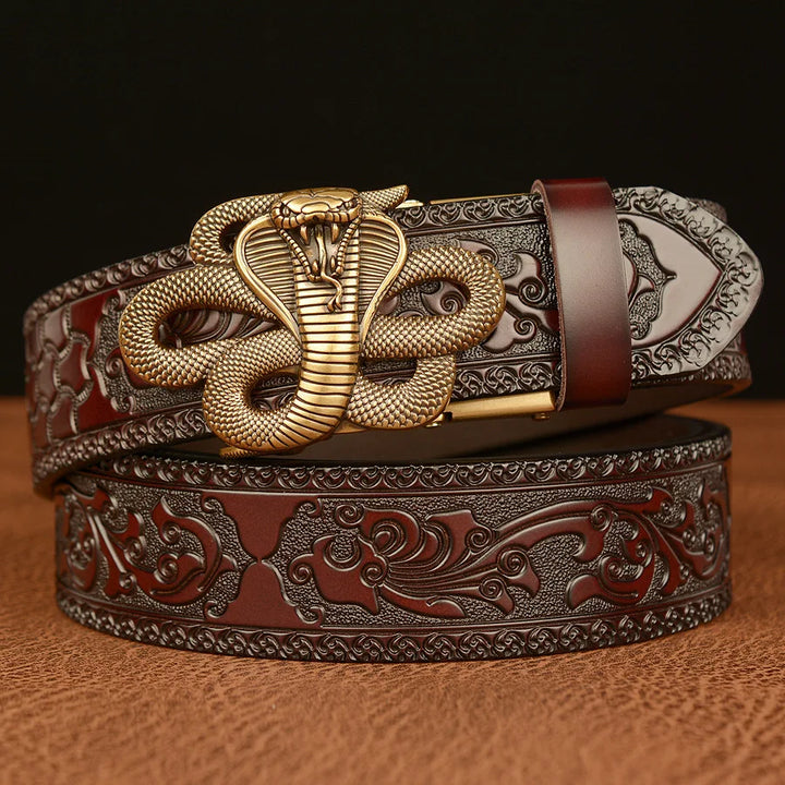 Golden Fang Leather Belt