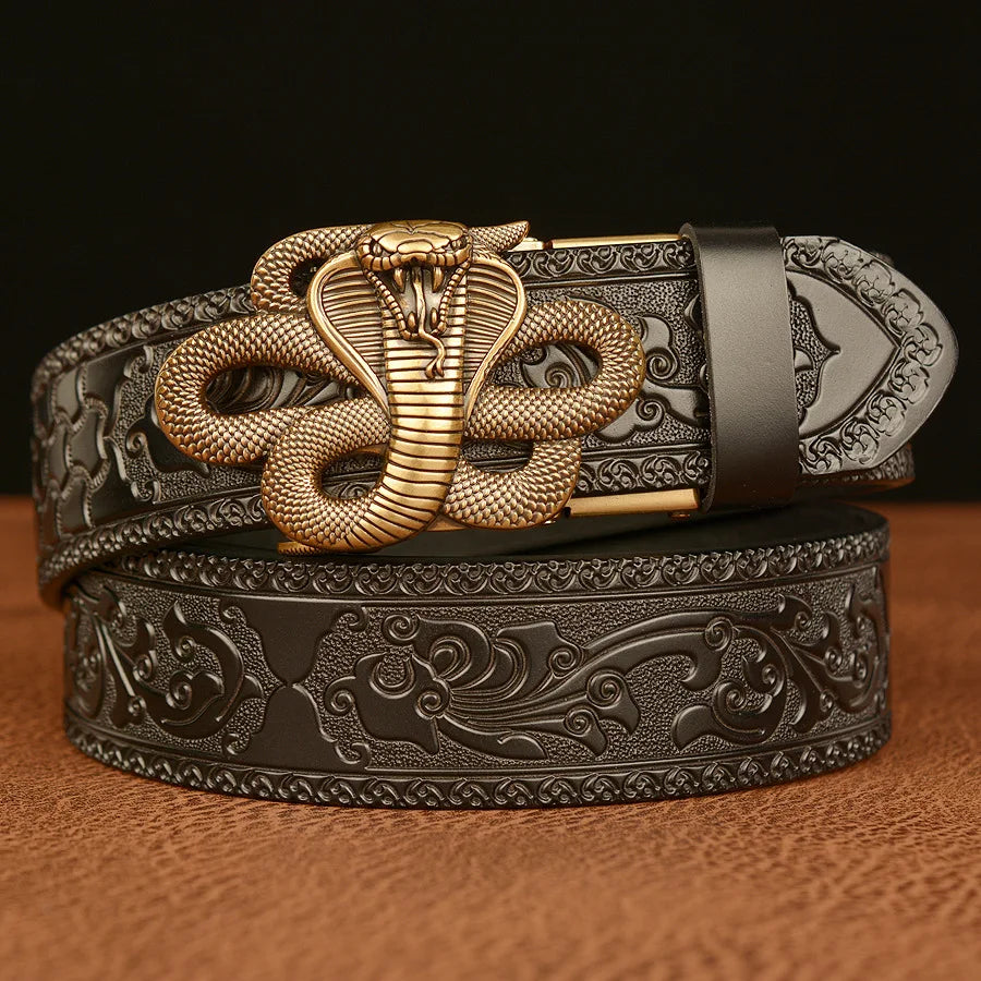 Golden Fang Leather Belt