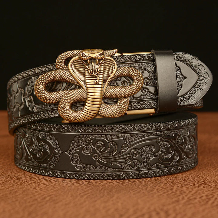 Golden Fang Leather Belt