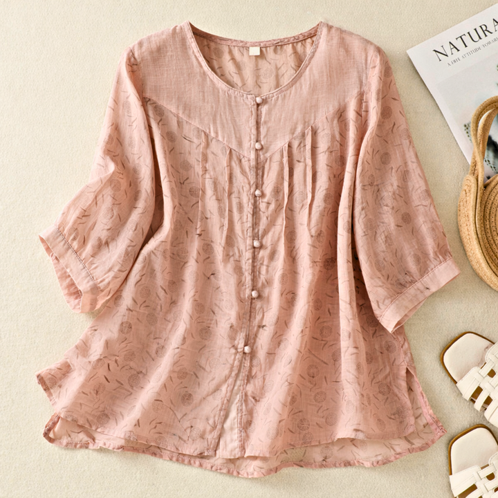 Camila Floral Linen Blouse