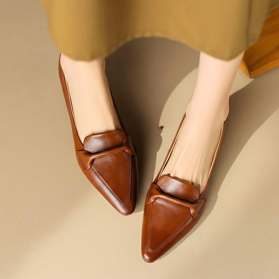 Katrina Genuine Leather Block-Heel Loafers
