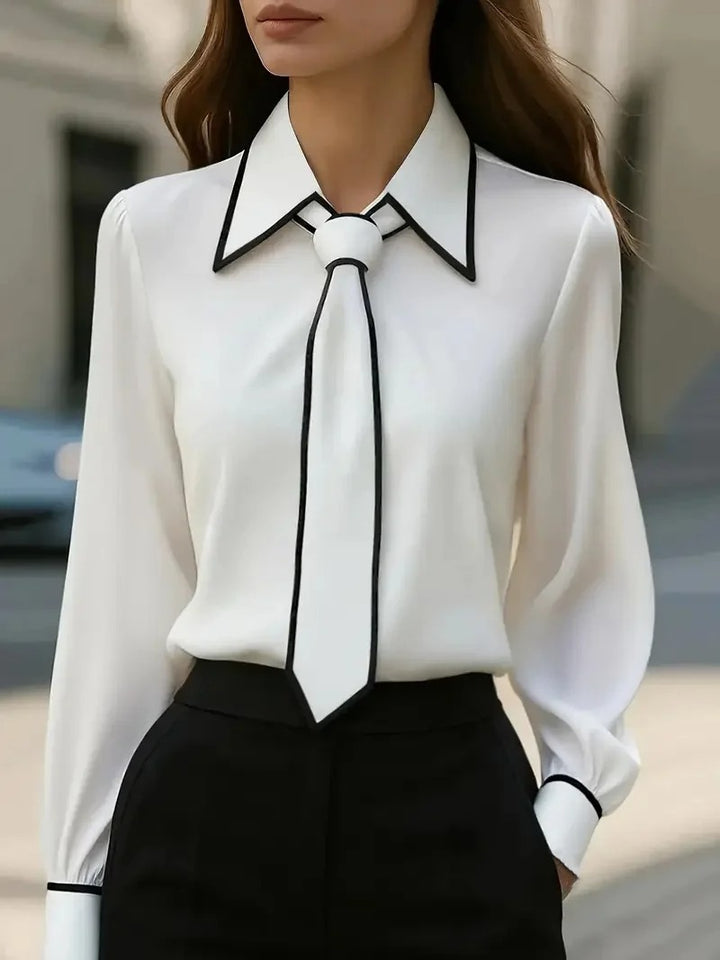 Monaco Contrast Tie Blouse
