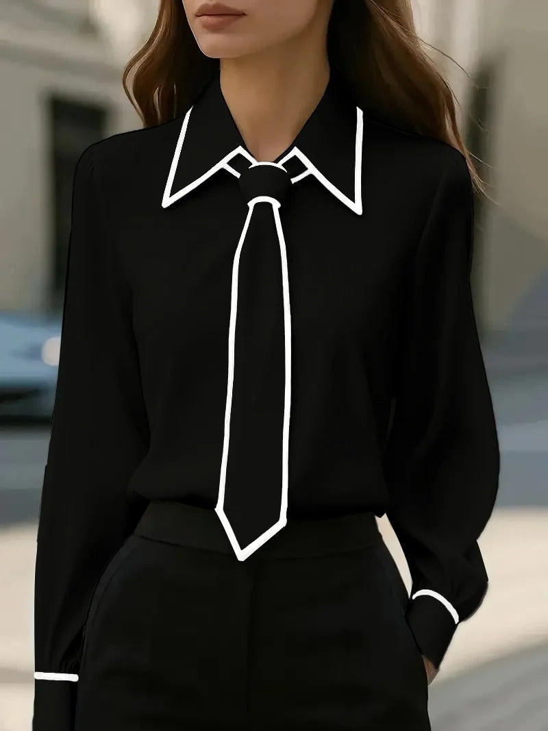 Monaco Contrast Tie Blouse