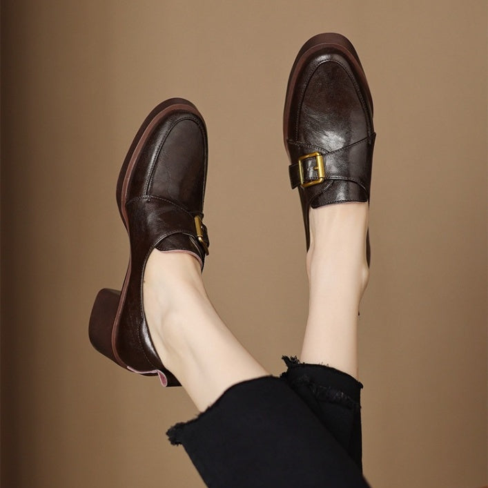 Golden Hug-Buckle Loafers